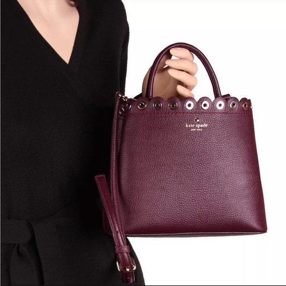 Kate Spade Crossbody Leather Bag Plum - Janell Paloma Purse - Picture 15 of 17